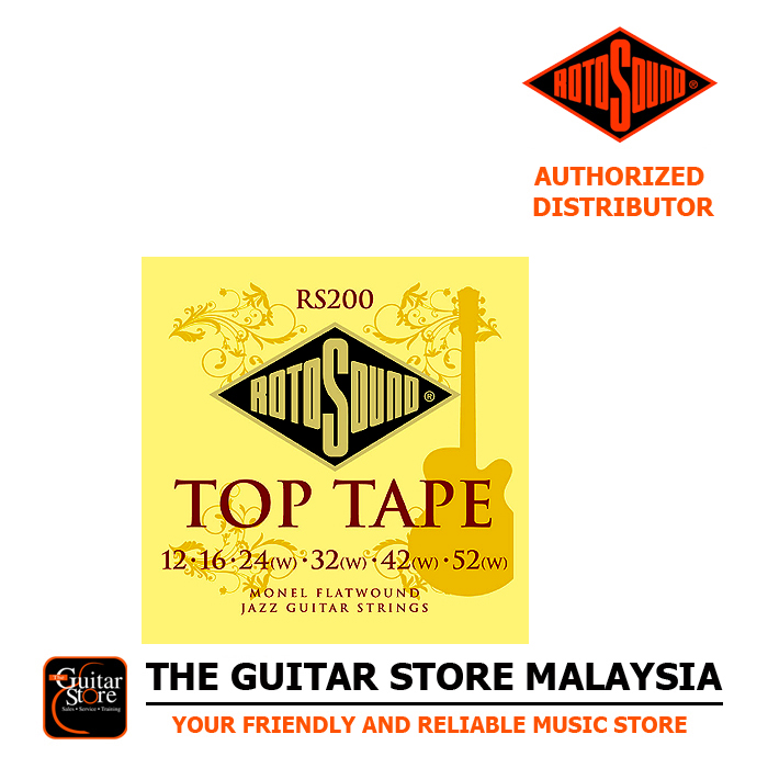 Rotosound RS200 Top Tape Monel Flatwound Jazz Guitar Strings (12-52W)