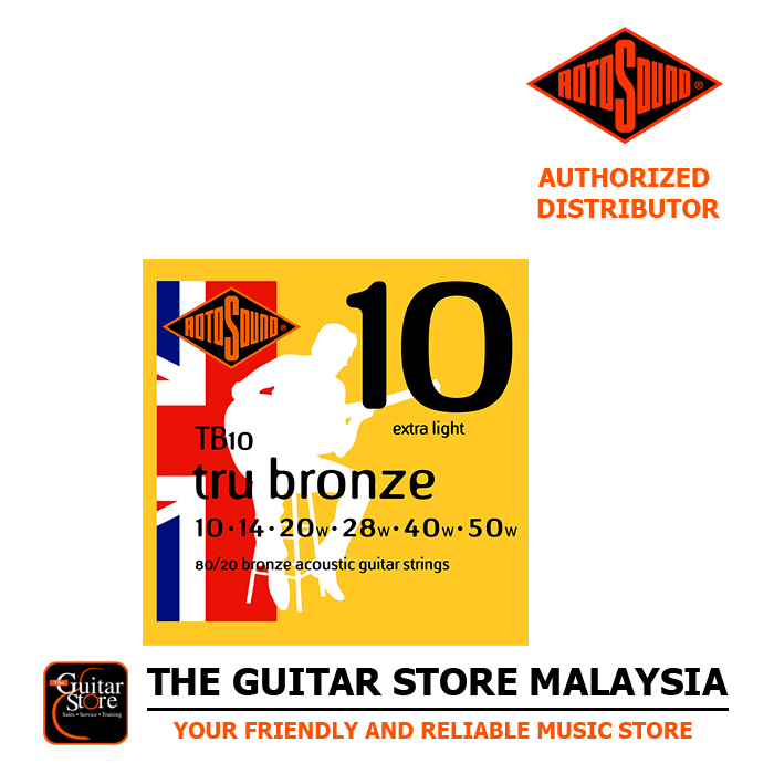 Rotosound TB10 Tru Bronze 80/20 Bronze Acoustic Guitar Strings (10-50) TB 10
