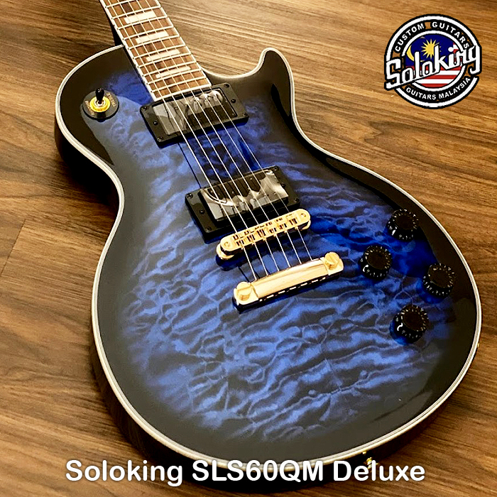 Soloking SLS60QM Deluxe Les Paul Electric Guitar – Black Aqua