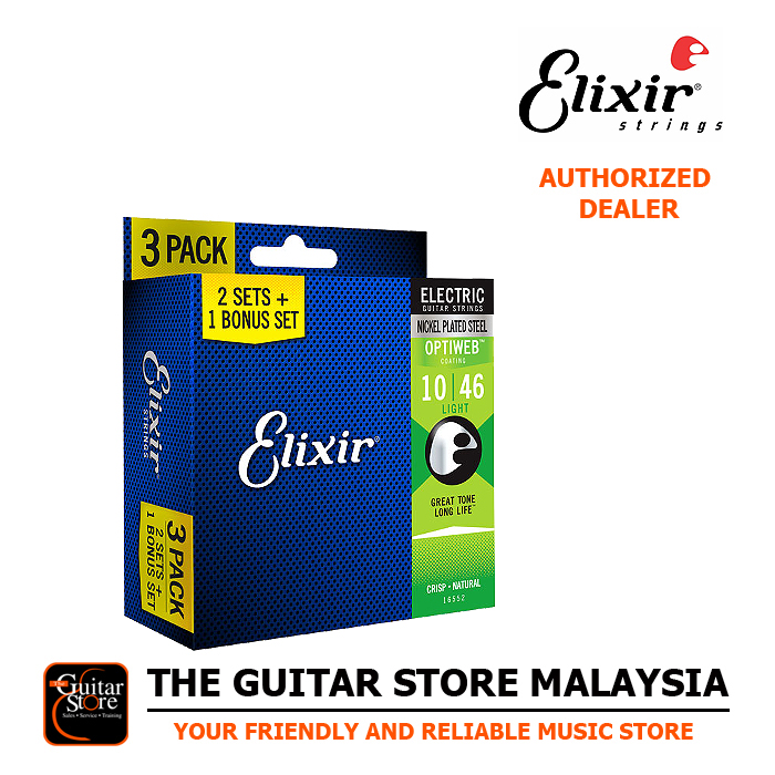 Elixir Nickel Plated Steel Optiweb 10-46 Light Electric Guitar Strings (3- Pack) - The Guitar Store