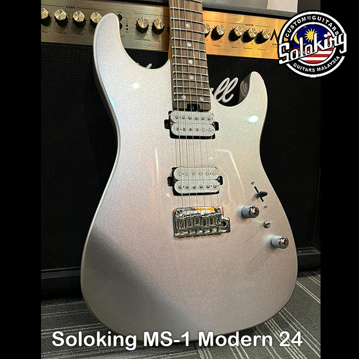 Soloking MS-1 Modern 24 Electric Guitar – Flat Grey Silver