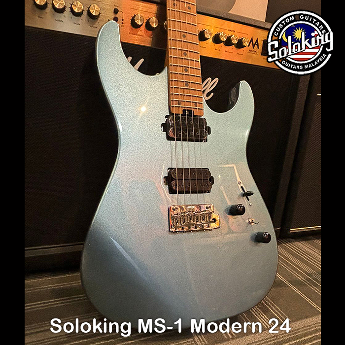 Soloking MS-1 Modern 24 Electric Guitar – Ice Blue Metallic